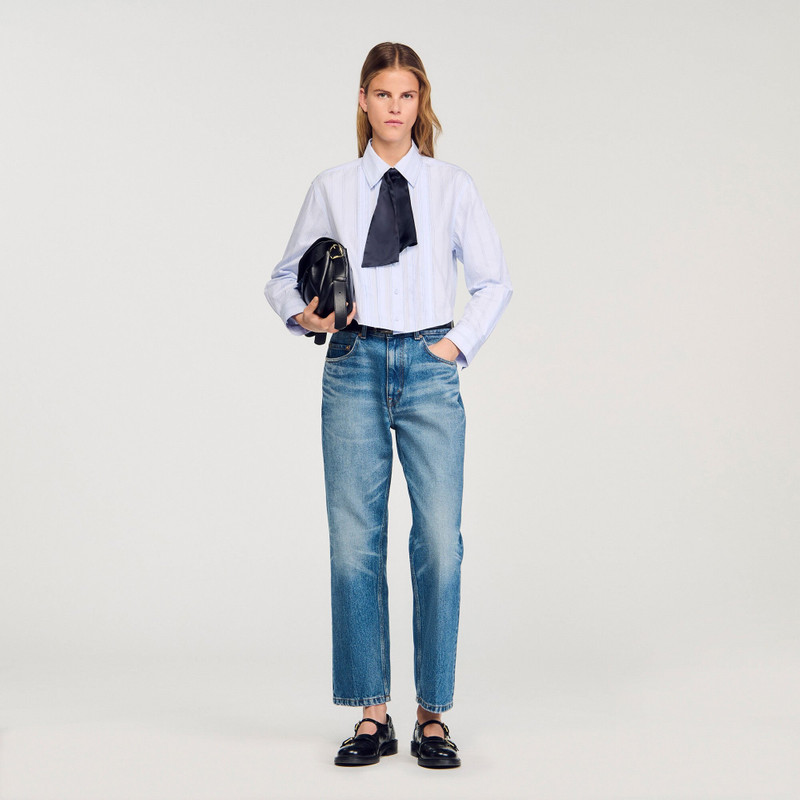 Sandro CROPPED SHIRT WITH REMOVABLE TIE outlook