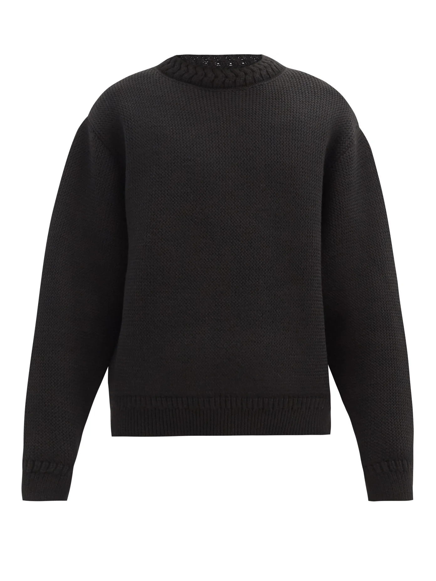 Drop-shoulder fleece-wool sweater - 1