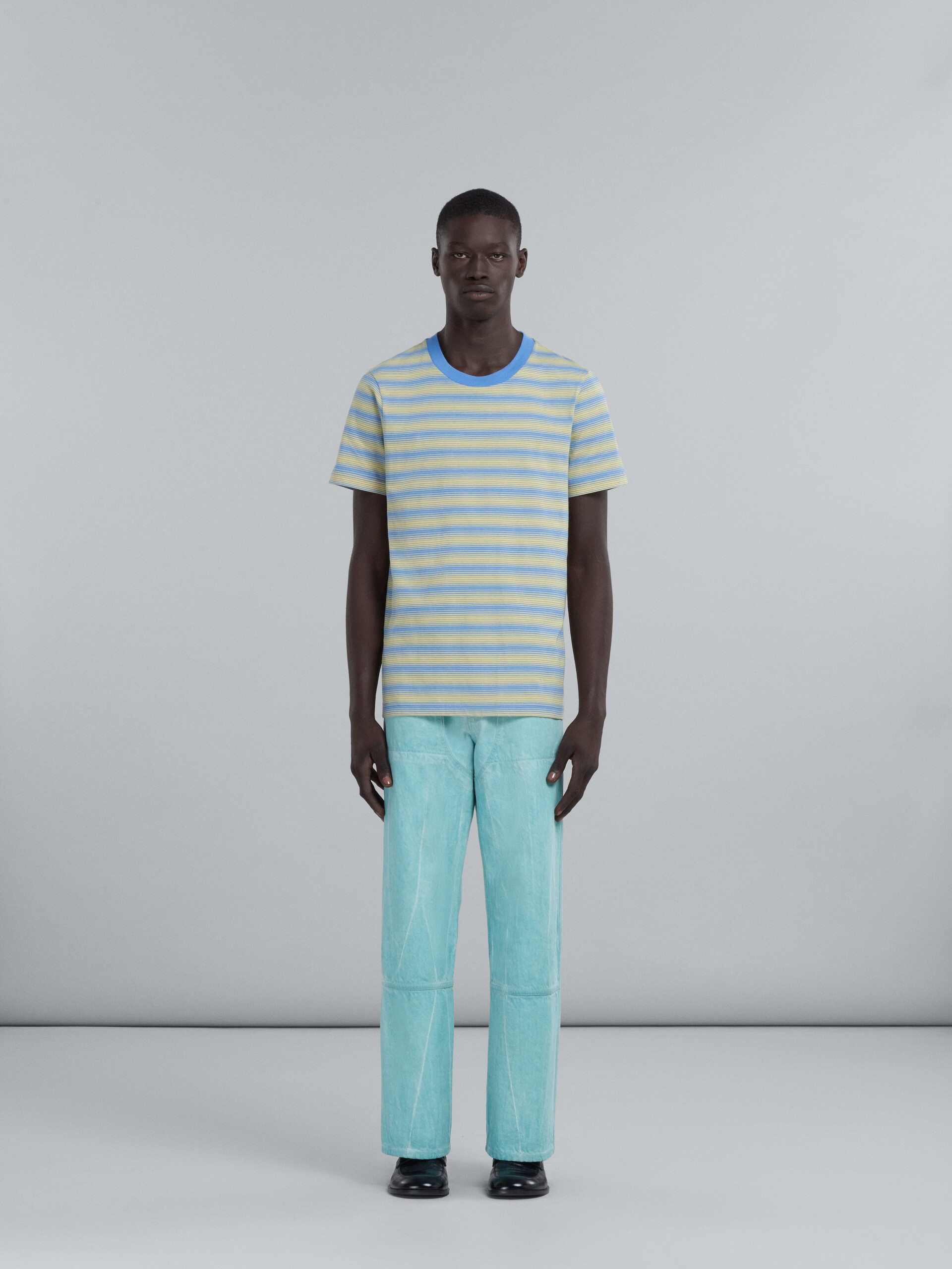 LOOSE TROUSERS IN TURQUOISE COTTON DRILL - 2