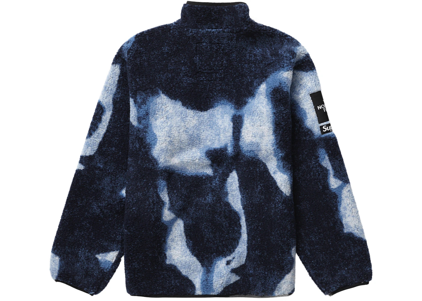 Supreme The North Face Bleached Denim Print Fleece Jacket Indigo - 2