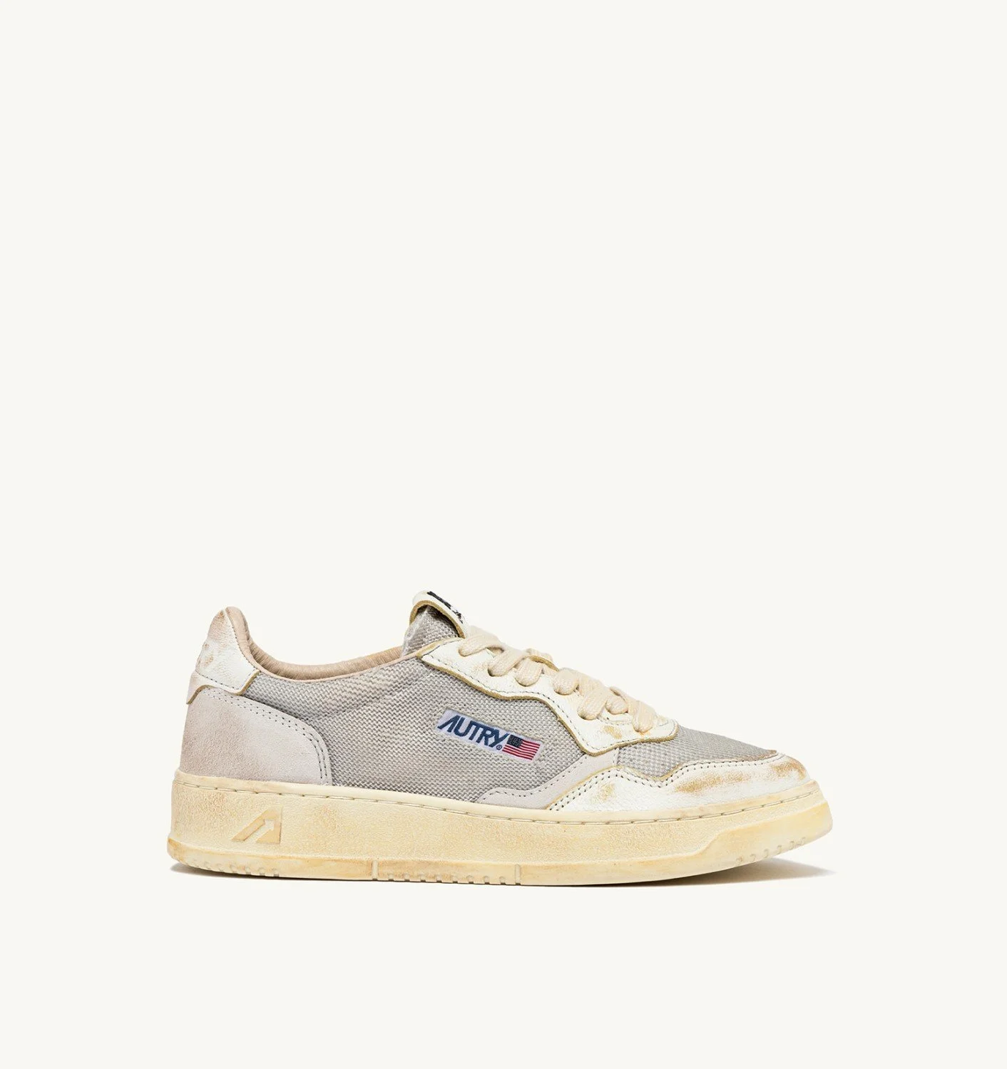 MEDALIST LOW SUPER VINTAGE SNEAKERS IN GRAY AND WHITE LEATHER AND MESH - 1