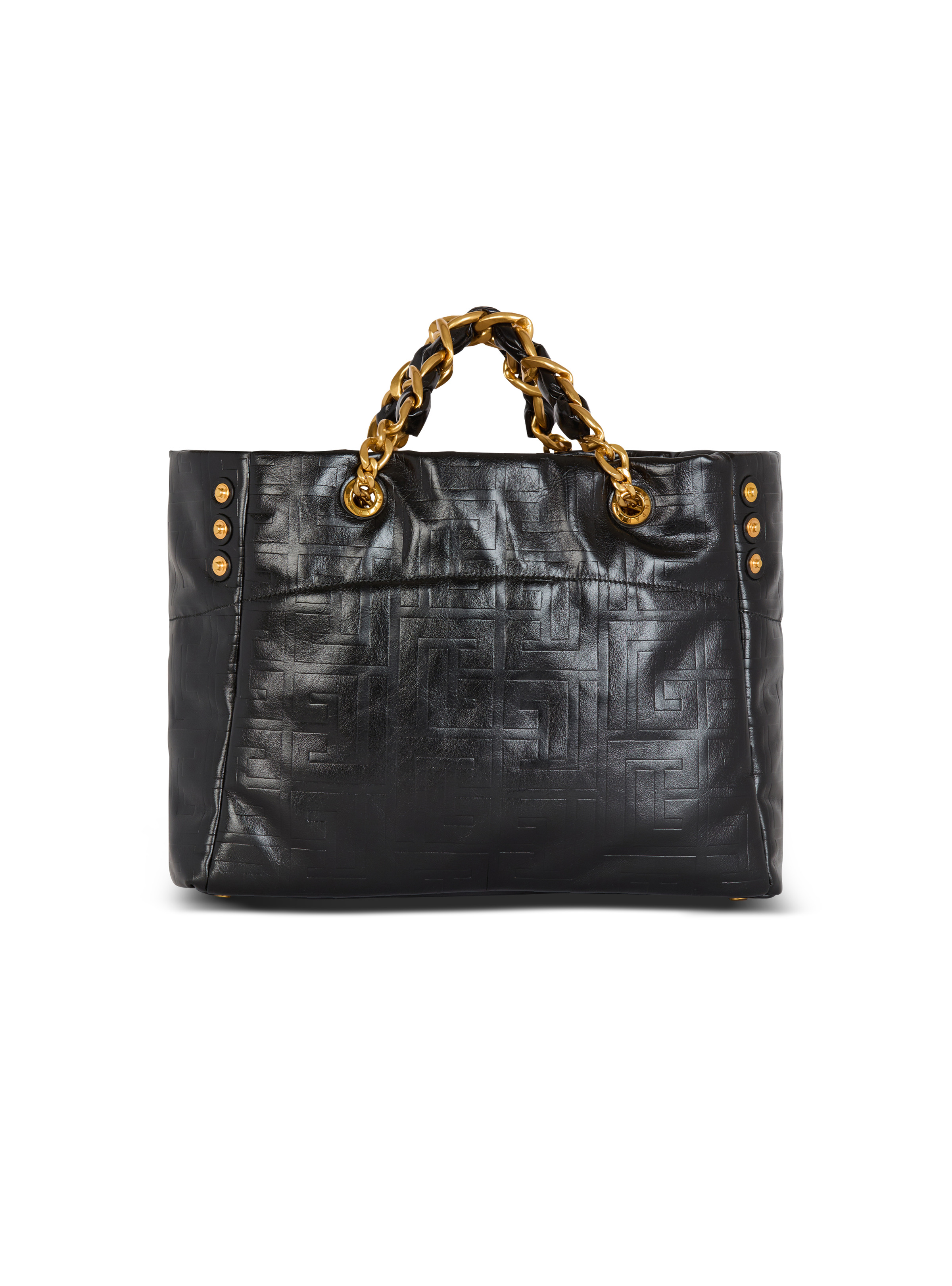 Balmain 1945 Soft tote bag in embossed crackled calfskin