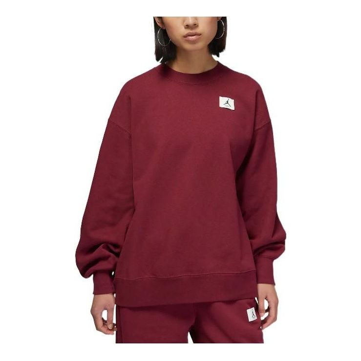 (WMNS) Air Jordan Flight Fleece Crew 'Claret' DQ4600-645 - 1