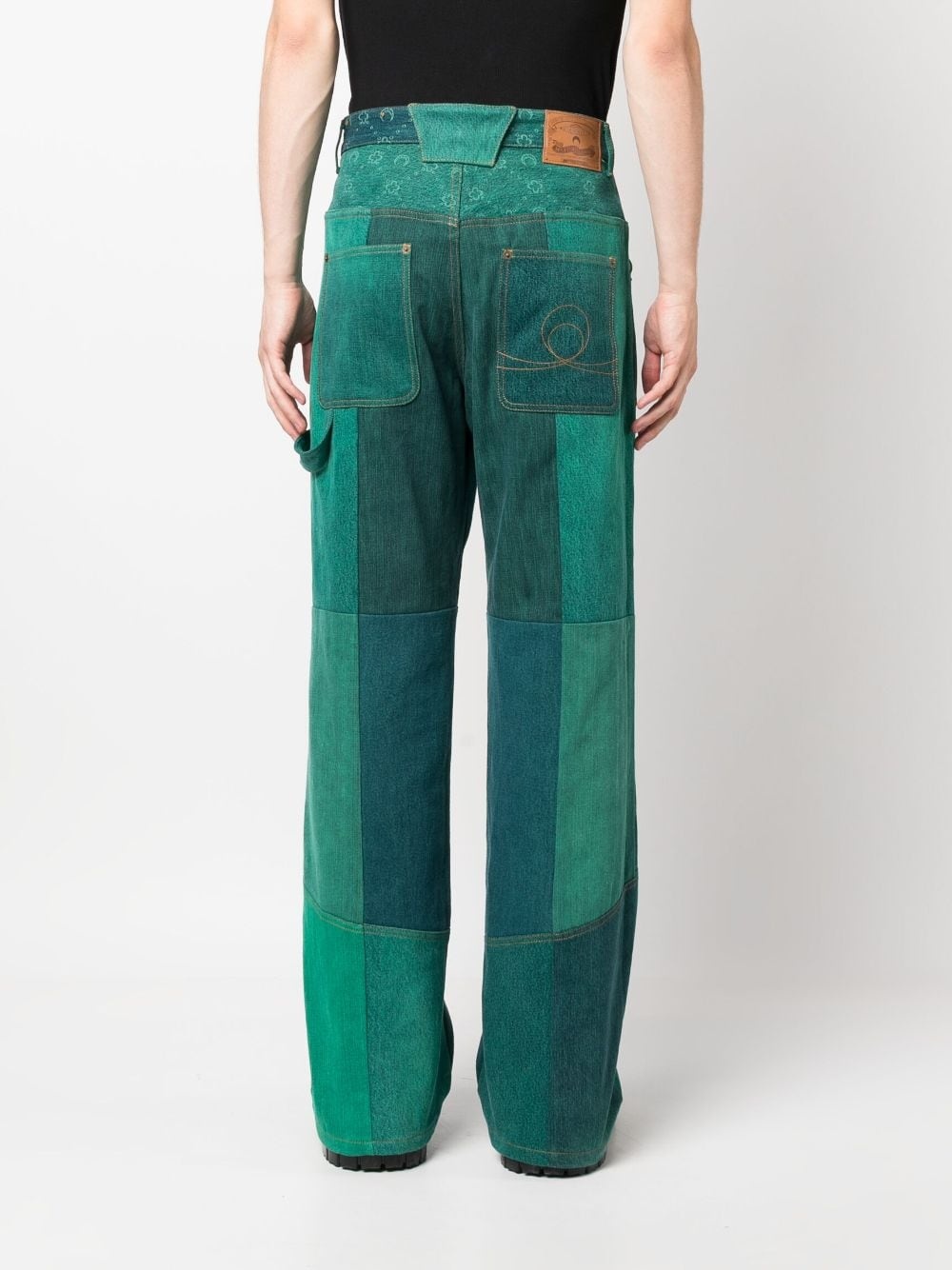 monogram jacquard patchwork straight-leg jeans - 4