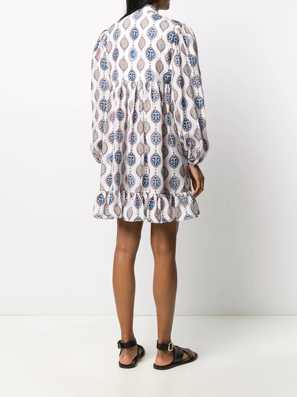 boho-print silk shirtdress - 4