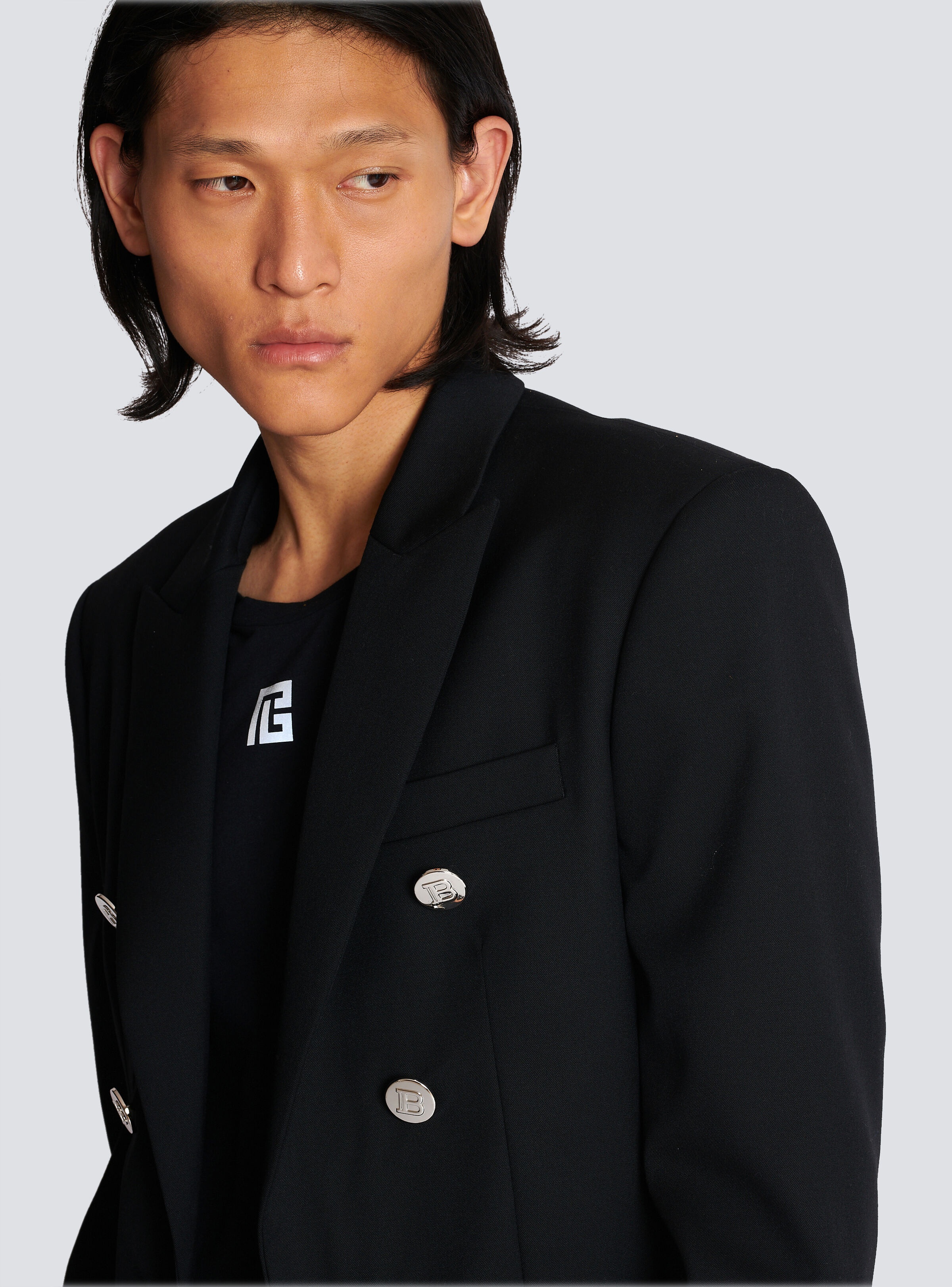 Double-breasted wool blazer - 8