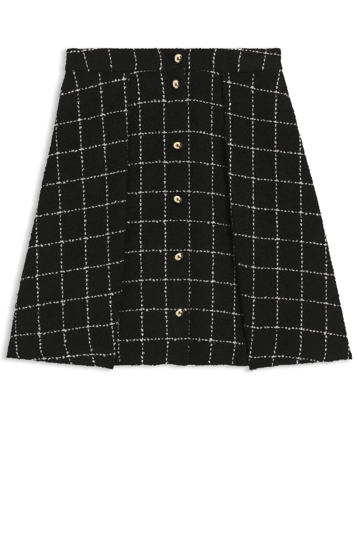 CHECKED-BOUCLÉ SKIRT WITH A-LINE PROFILE - 1