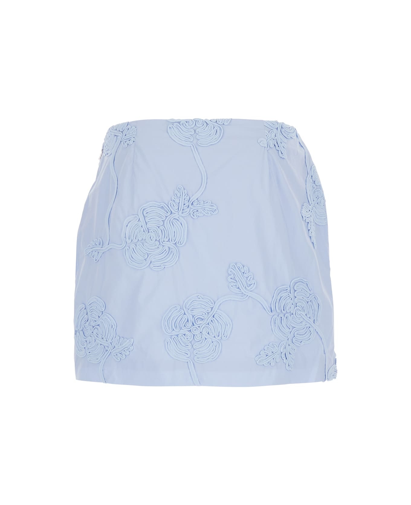 Mini Skirt With Low Waist And All-over Floral Motif In Cotton - 2