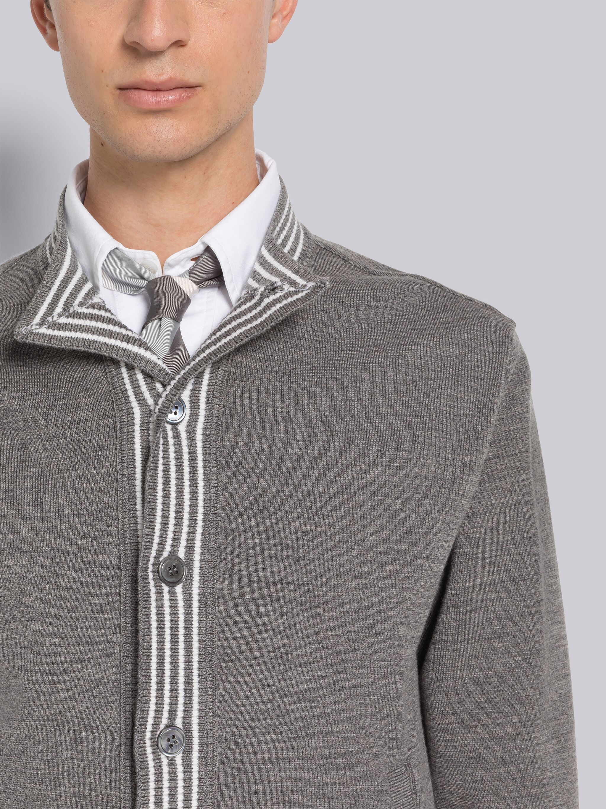 Wool Milano Funnel Neck Button Up Jacket - 5