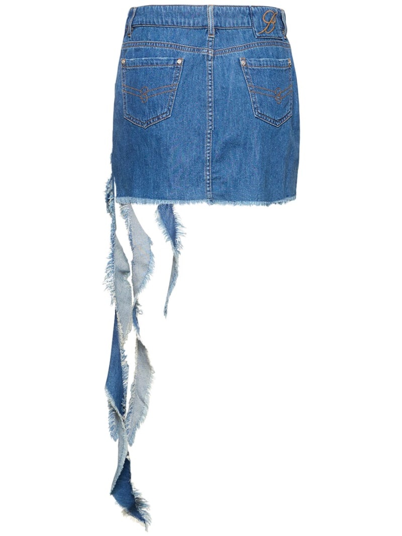 Denim mini skirt w/ ruches - 5