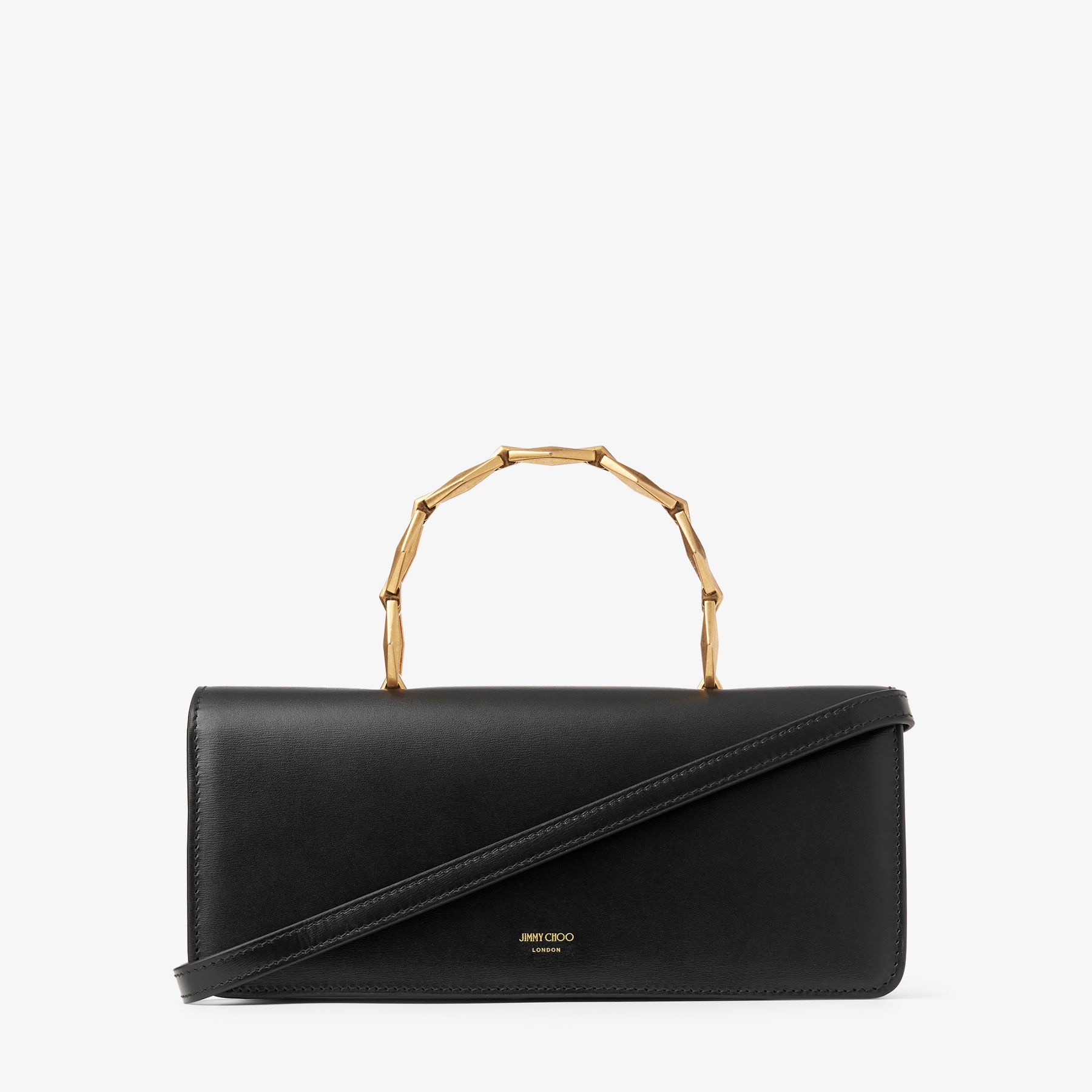 Diamond Chain Top Handle
Black Calf Leather Top Handle Bag - 6