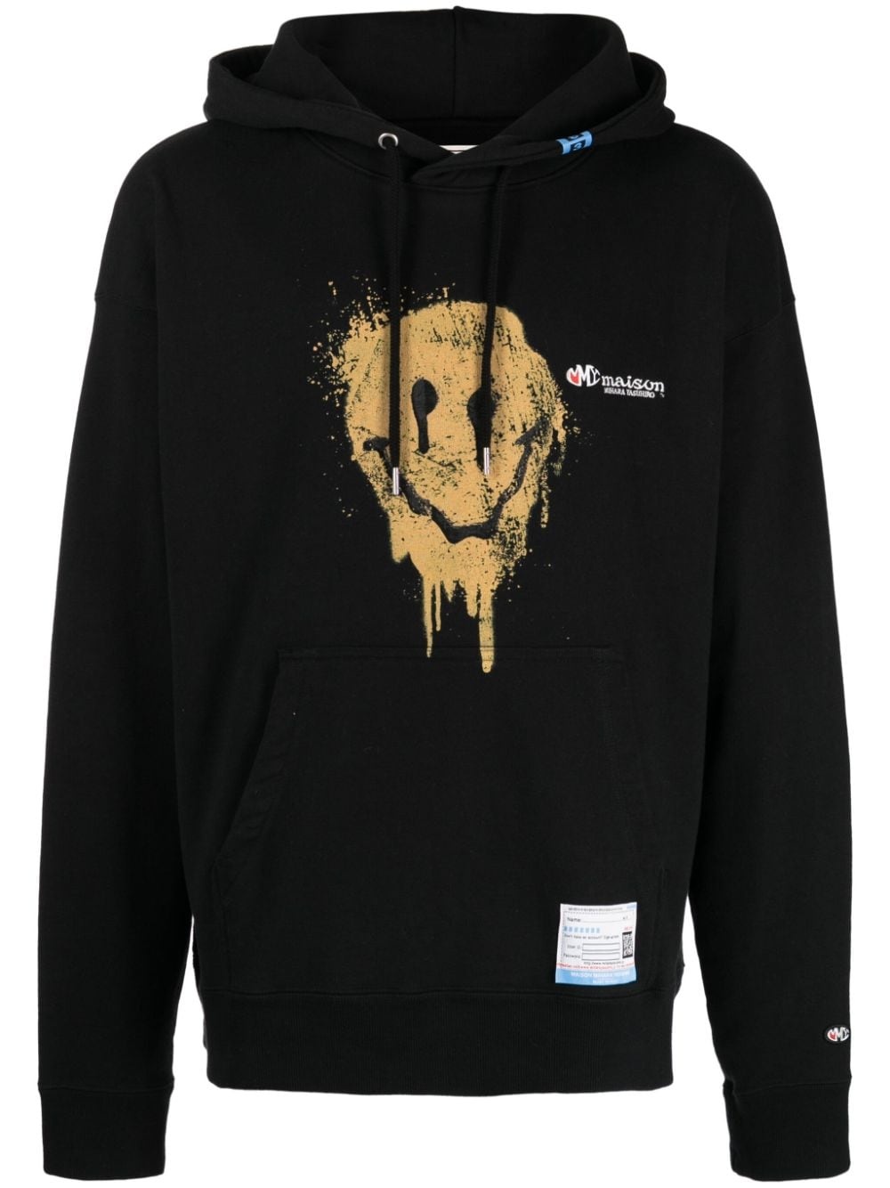 smiley-face print cotton hoodie - 1