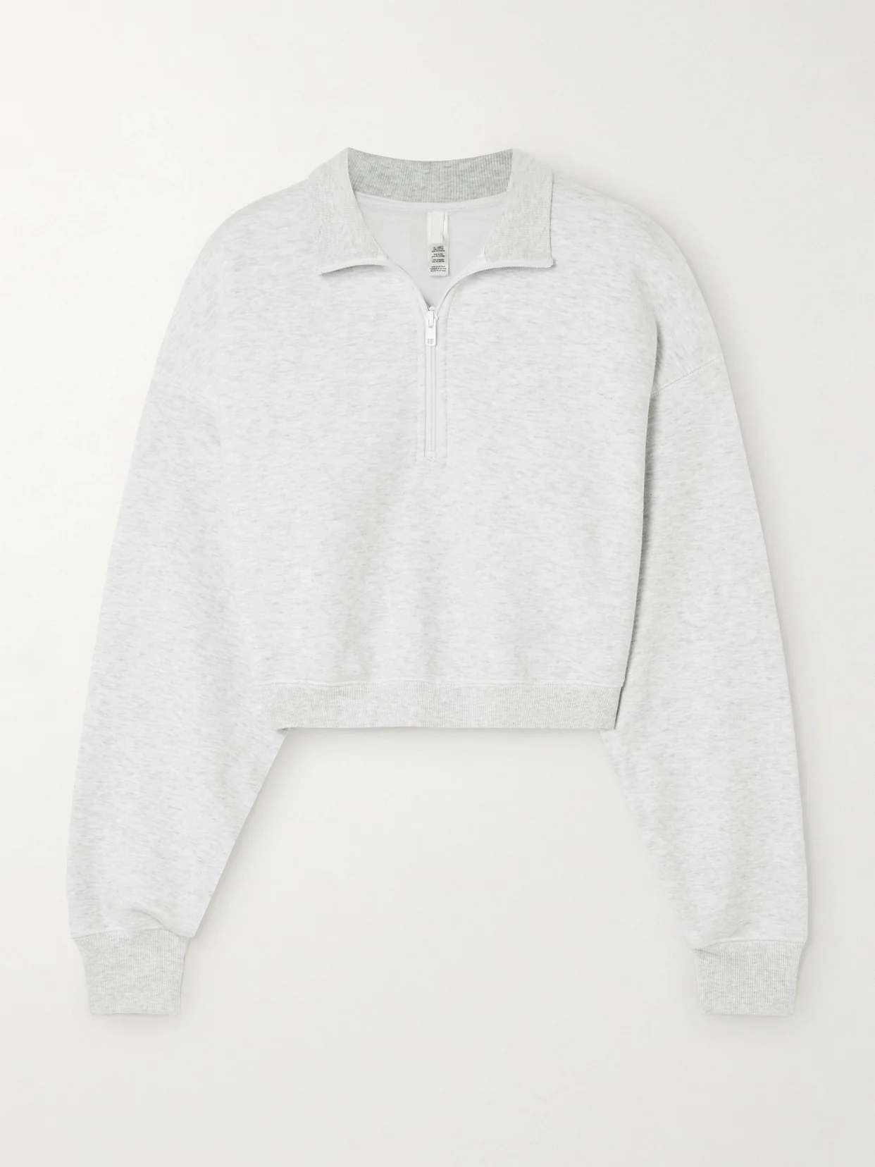 Cropped Cotton-blend Jersey Half-zip Sweater - 1