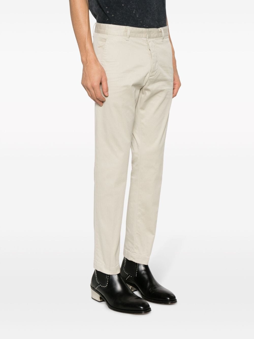low-rise slim-fit cotton chinos - 3