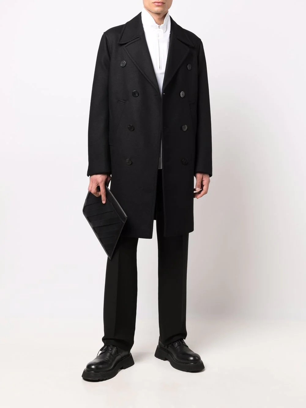 notched-lapels double-breasted coat - 2