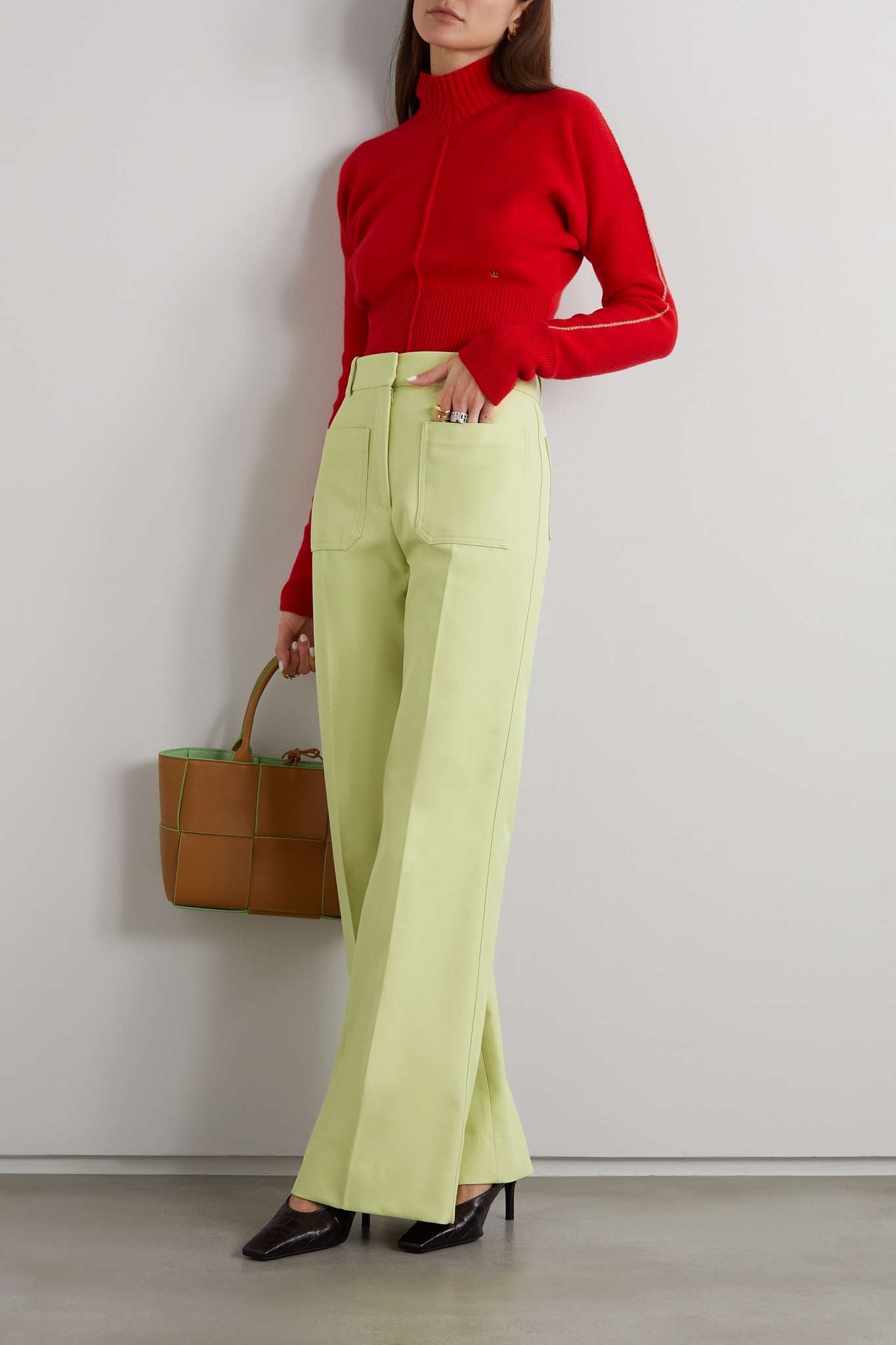 Alina wool-blend twill wide-leg pants