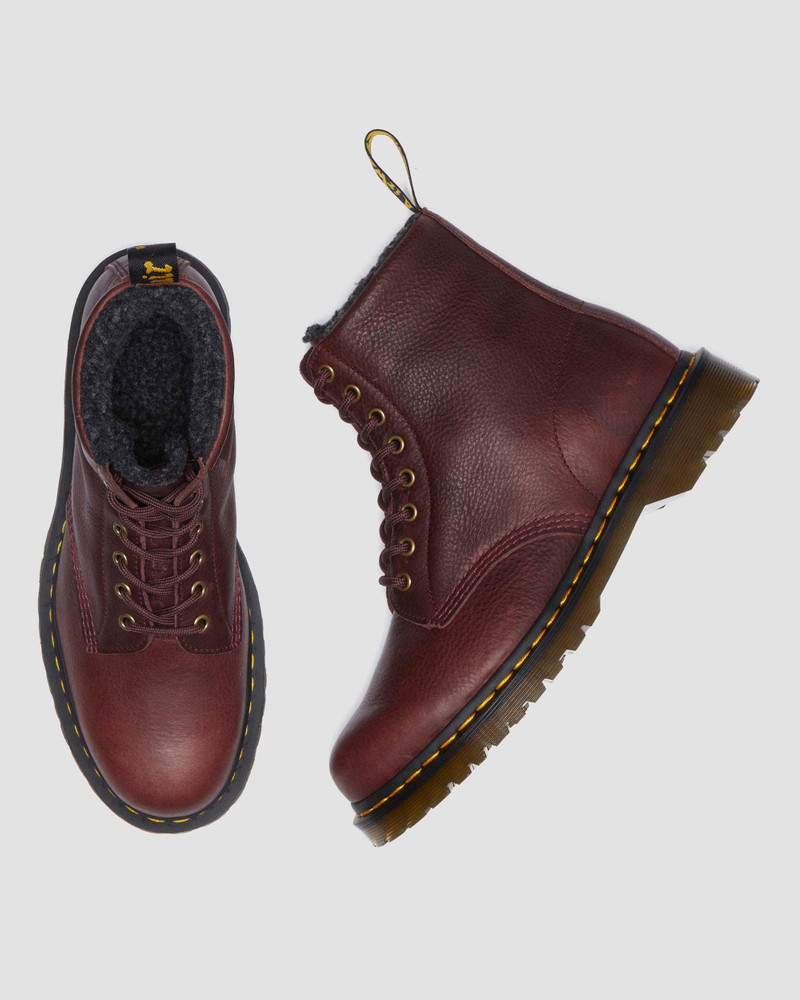 Dr. Martens 1460 Faux Fur Lined Grizzly Leather Lace Up Boots outlook