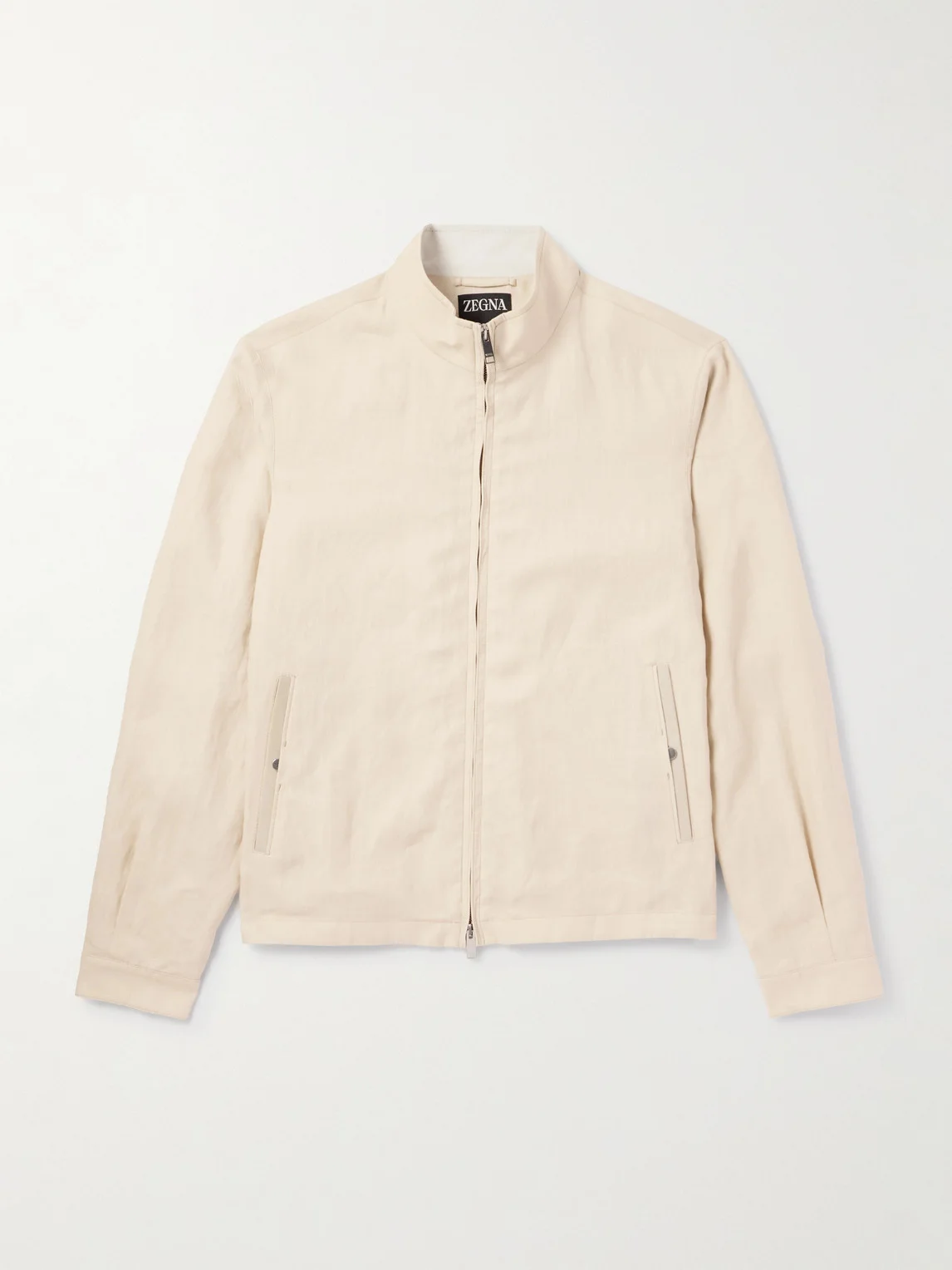 Leather-Trimmed Oasi Linen Jacket - 1