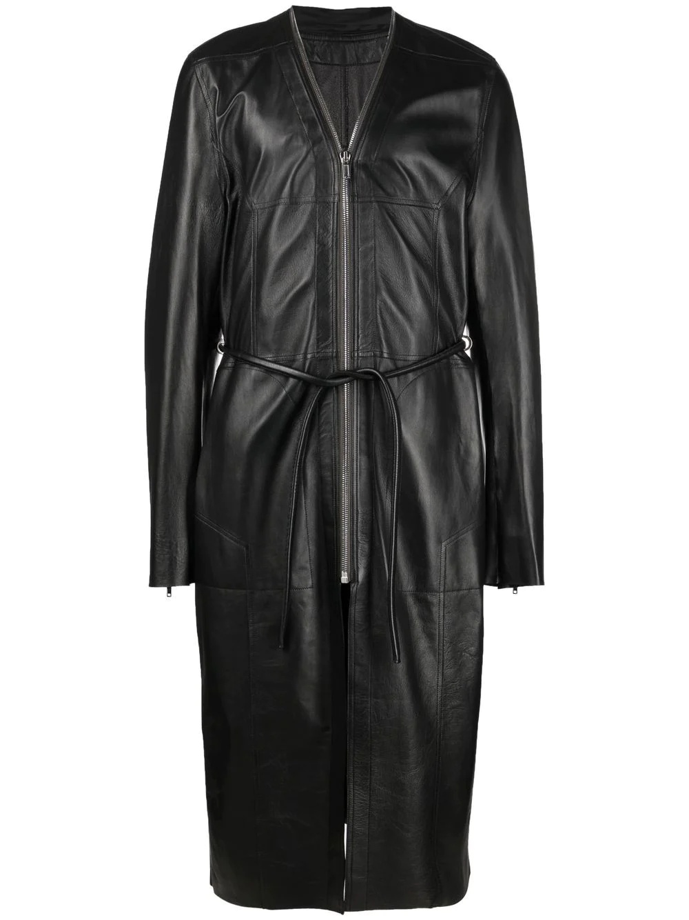 zip-up leather coat - 1