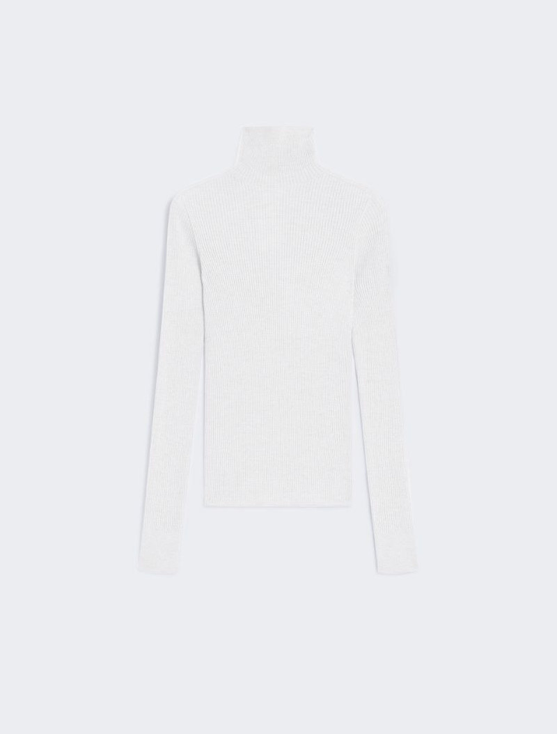 Wool mock polo-neck sweater - white 1