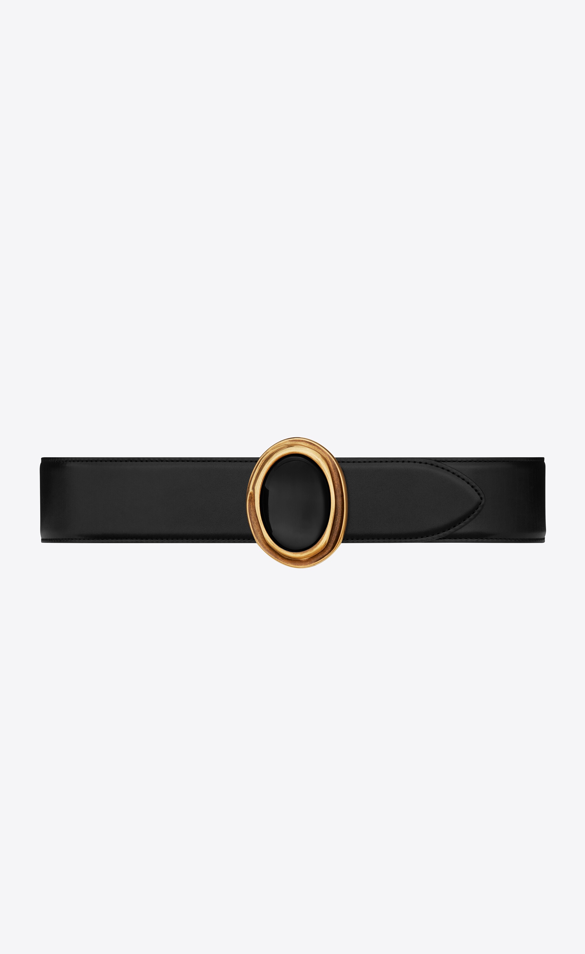 cabochon-buckle belt in smooth leather - 1