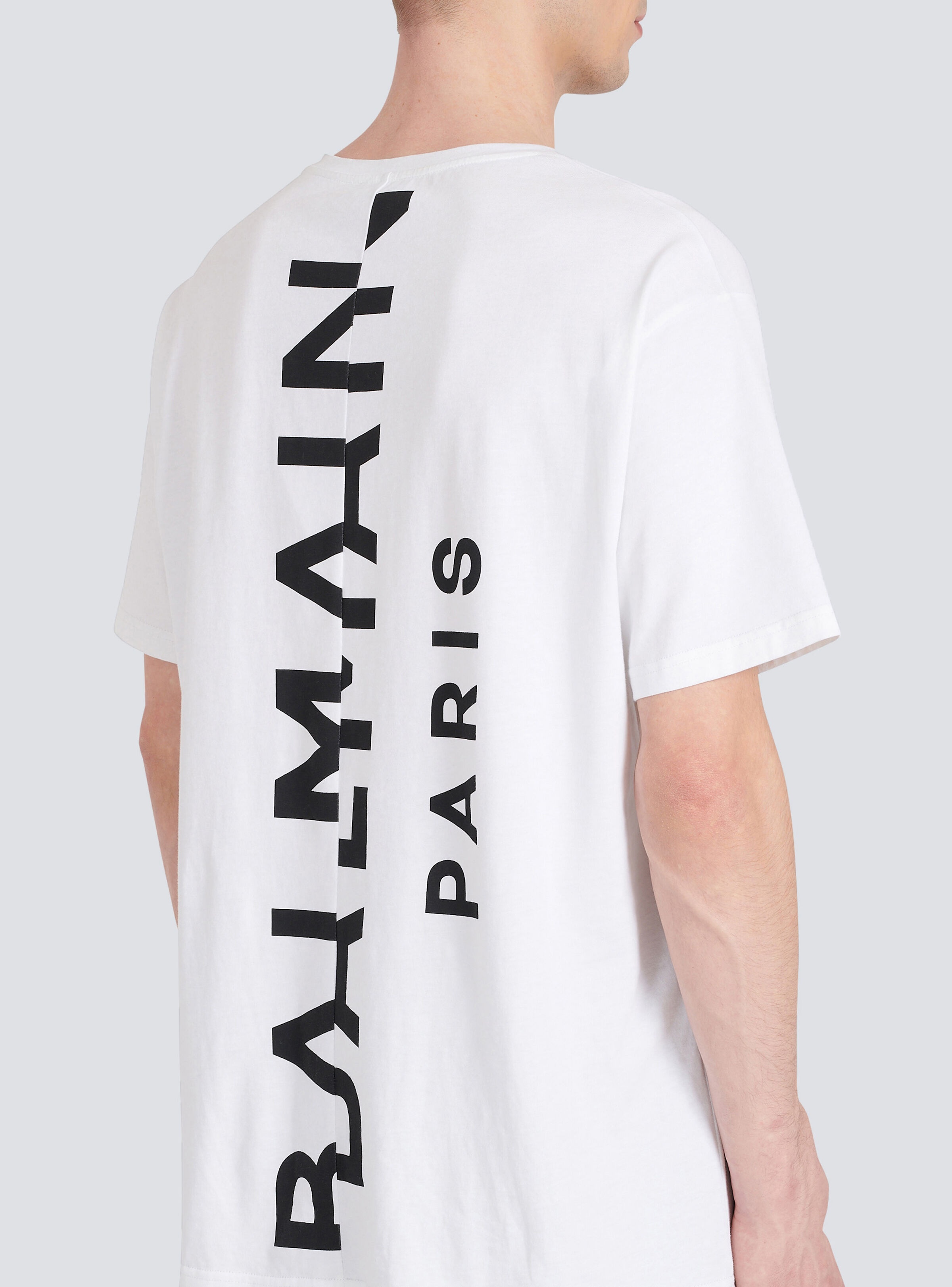 Oversized cotton T-shirt with maxi Balmain logo print - 9