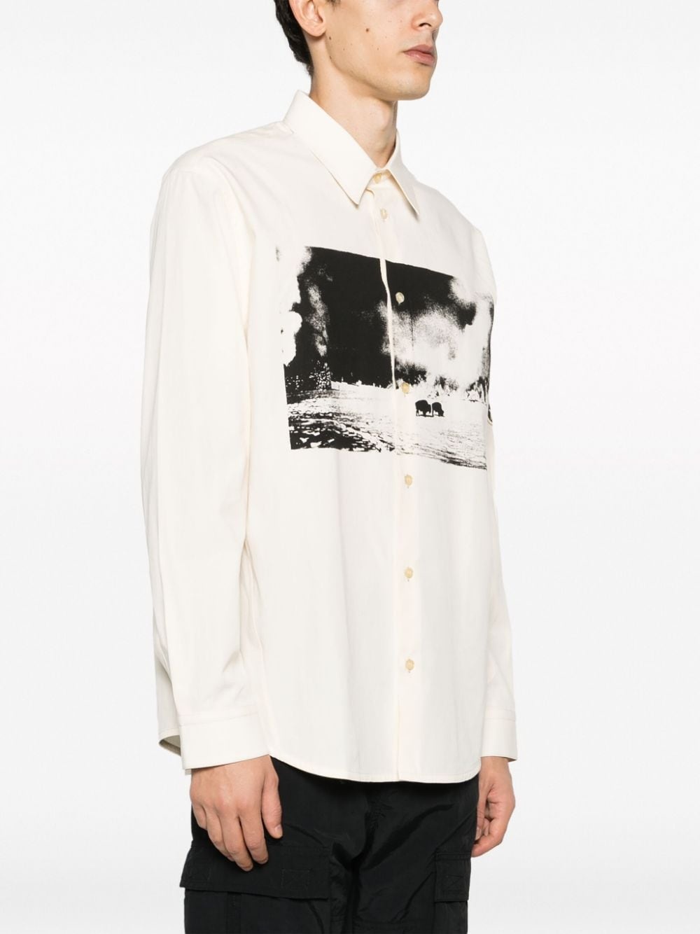 graphic-print long-sleeve cotton shirt - 3