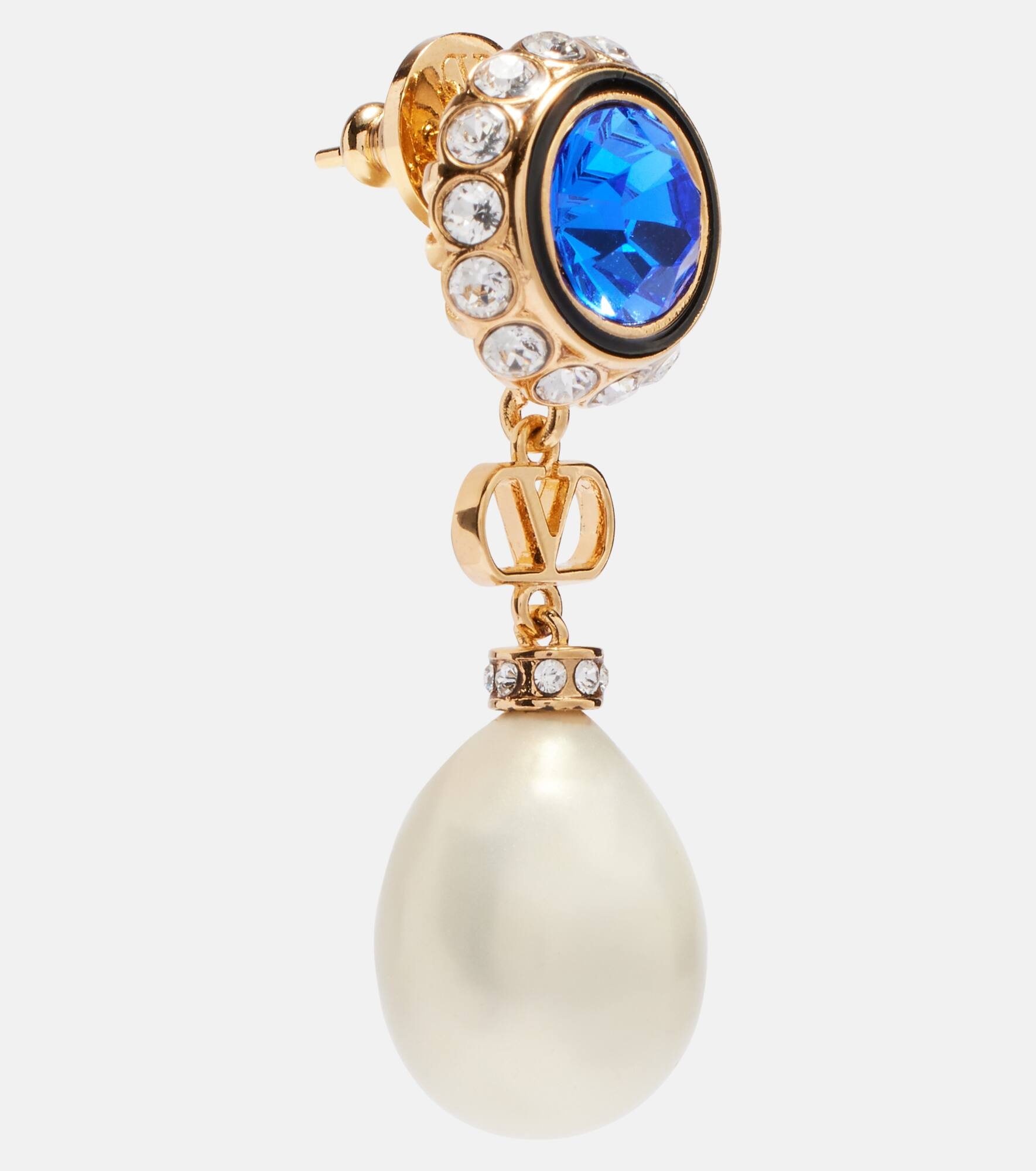 VLogo embellished drop earrings - 2