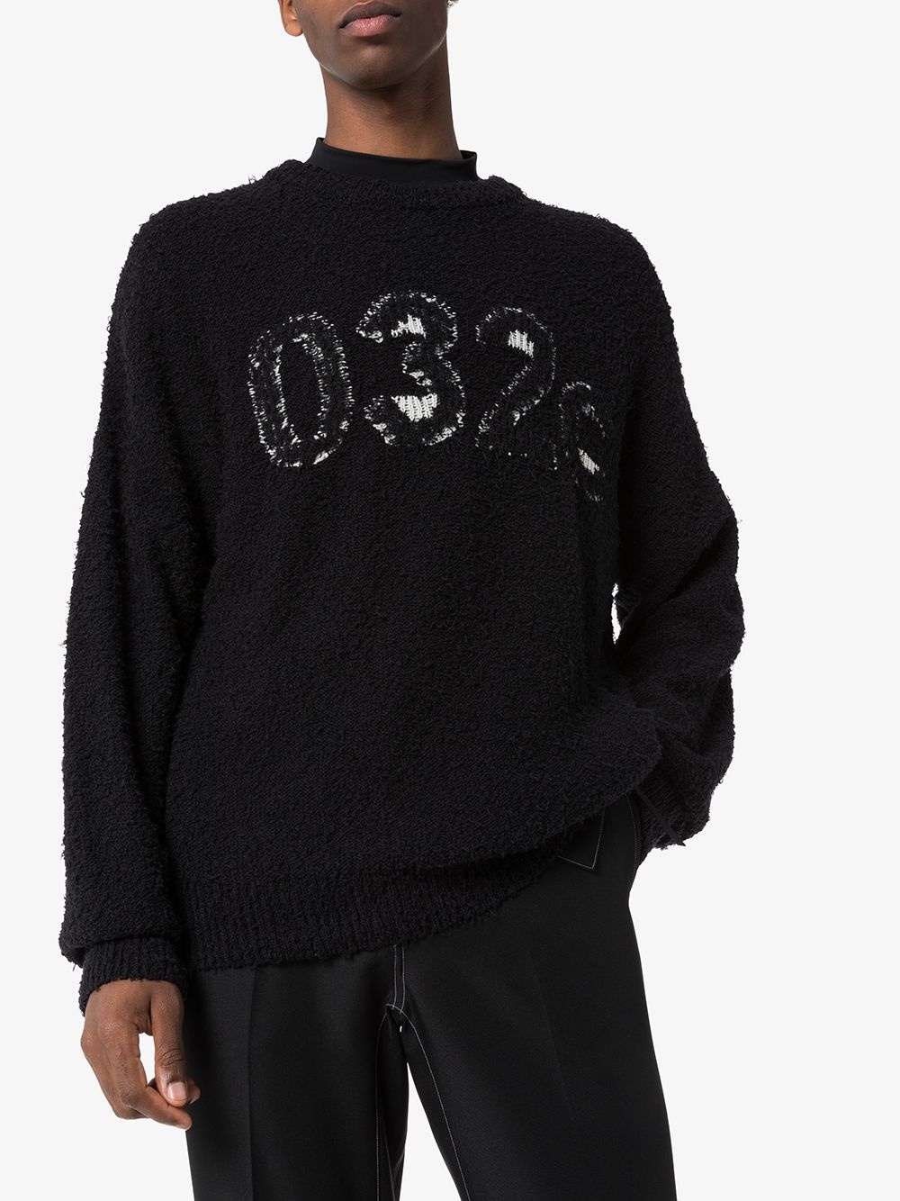 textured logo knitted jumper - 2