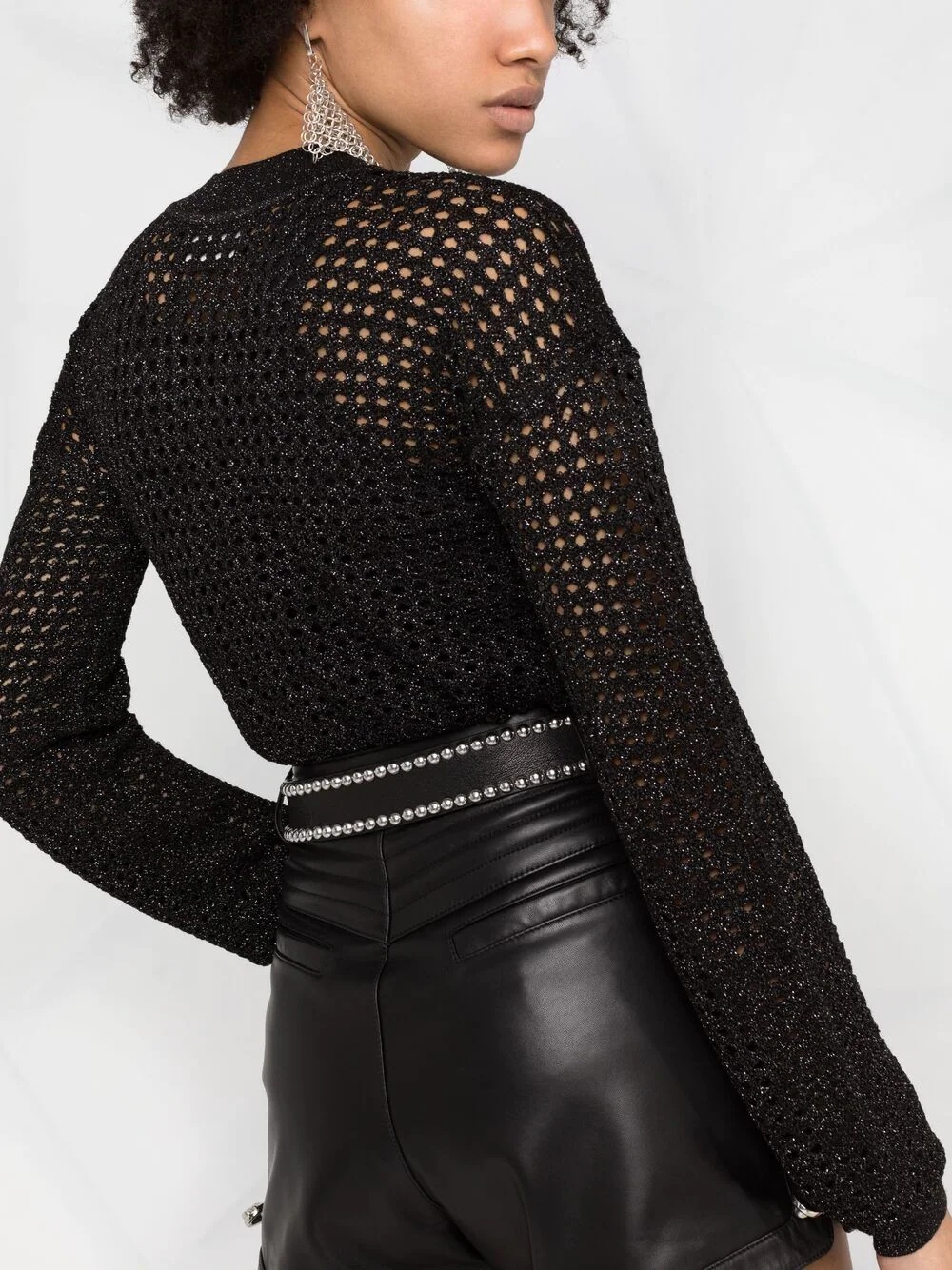 metallic-threaded mesh jumper - 3