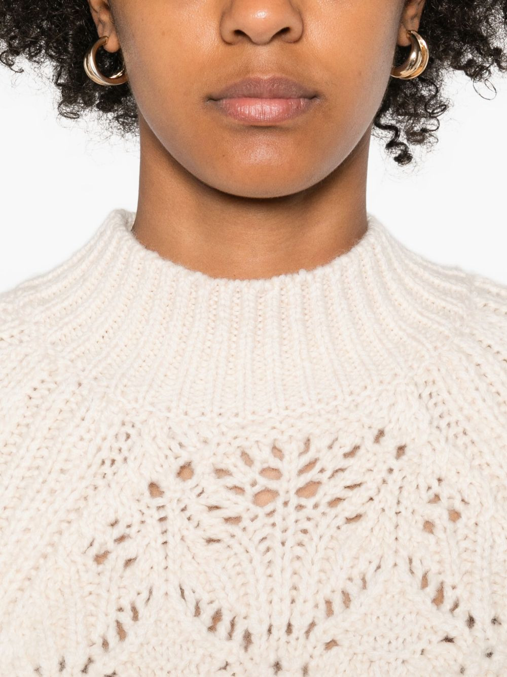 leaf-pattern high-neck sweater - 5