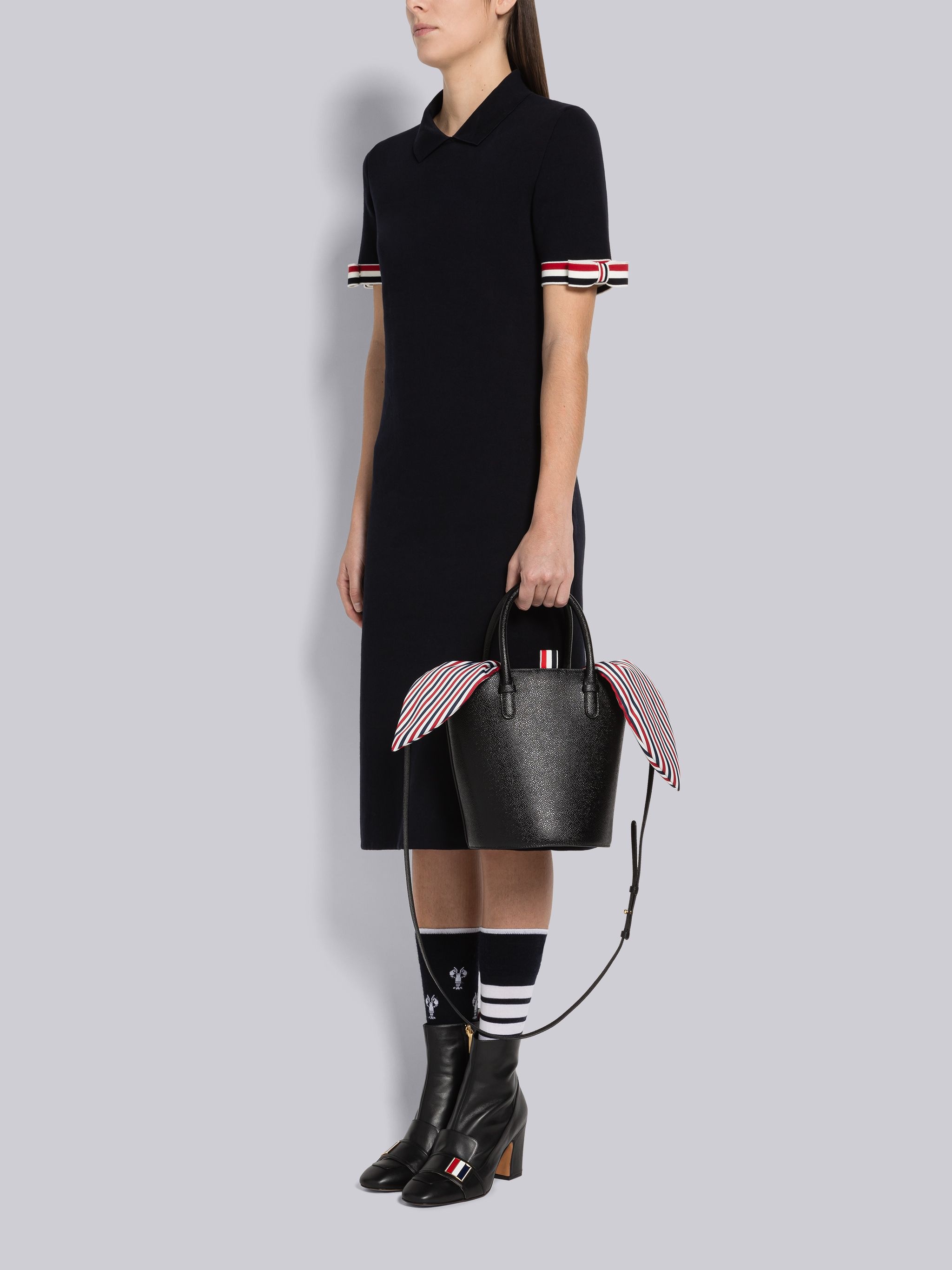 Pebble Grain Leather Bucket Bag - 6