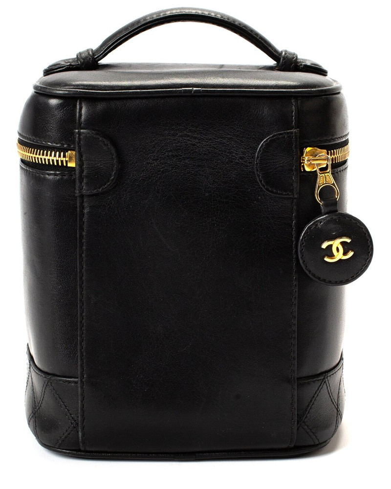 CHANEL Chanel Black Quilted Leather Vanity Cosmetic Case (Authentic Pre-Loved) outlook