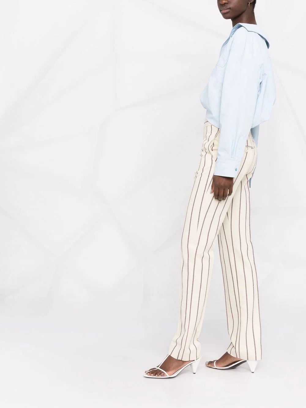 stripe-print slim-fit trousers - 4