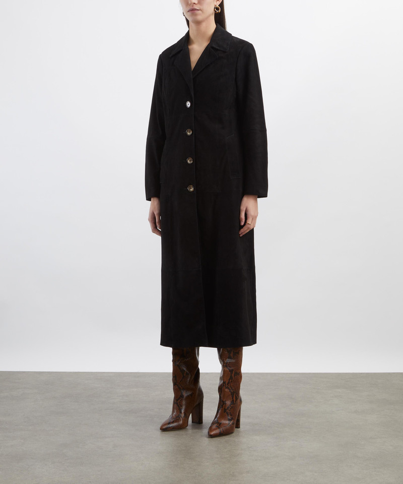 RIXO Astraea Black Suede Coat outlook