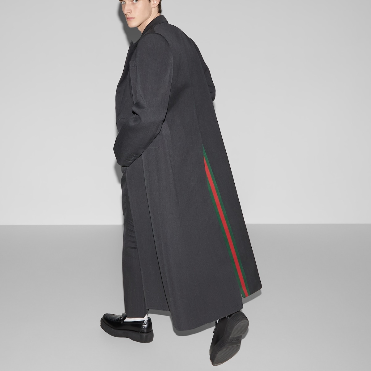 Wool coat with 'Ancora' embroidery - 5