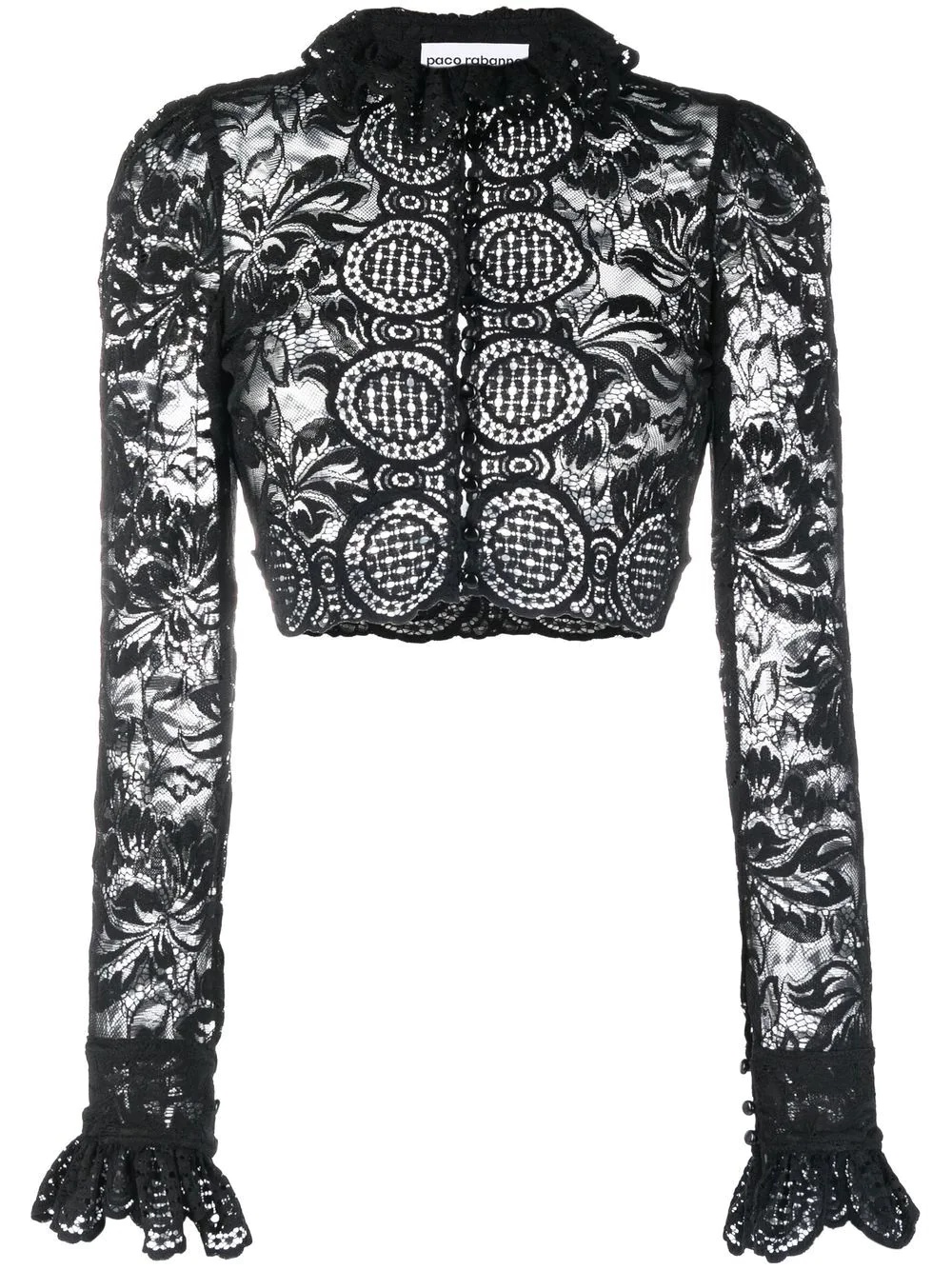 cropped lace blouse - 1