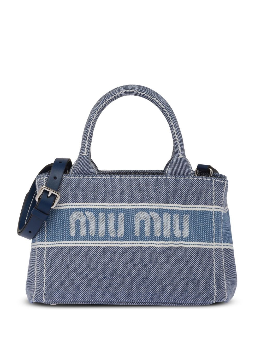 denim jacquard logo handbag - 1