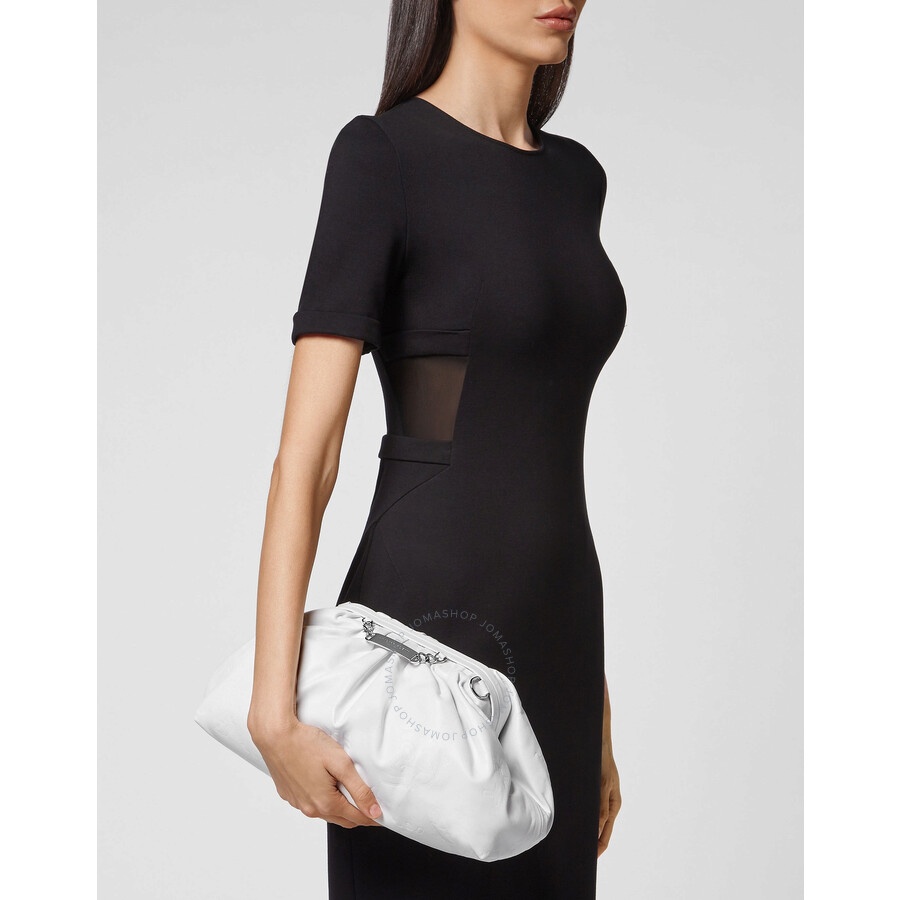 Philipp Plein Embossed Monogram Leather Pillow Bag In White - 2