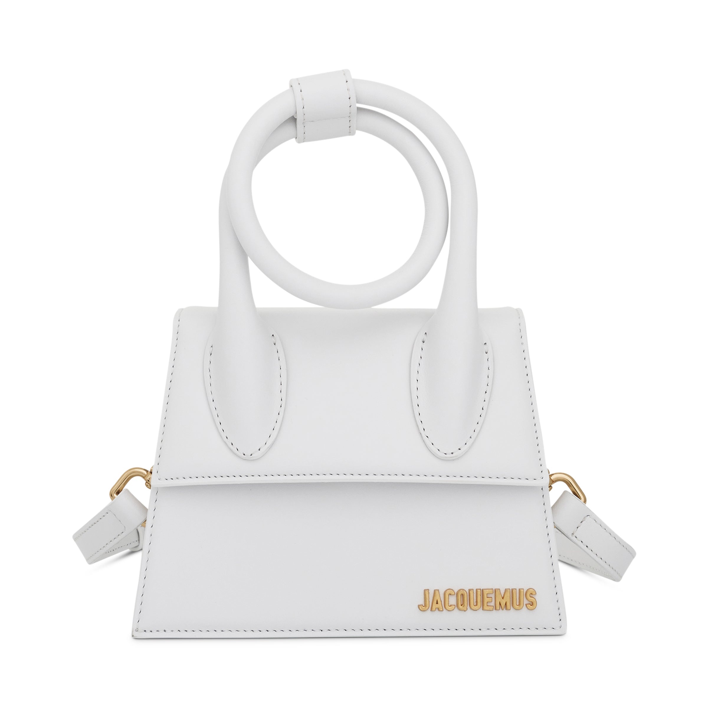 Le Chiquito Noeud Leather Bag in White - 1