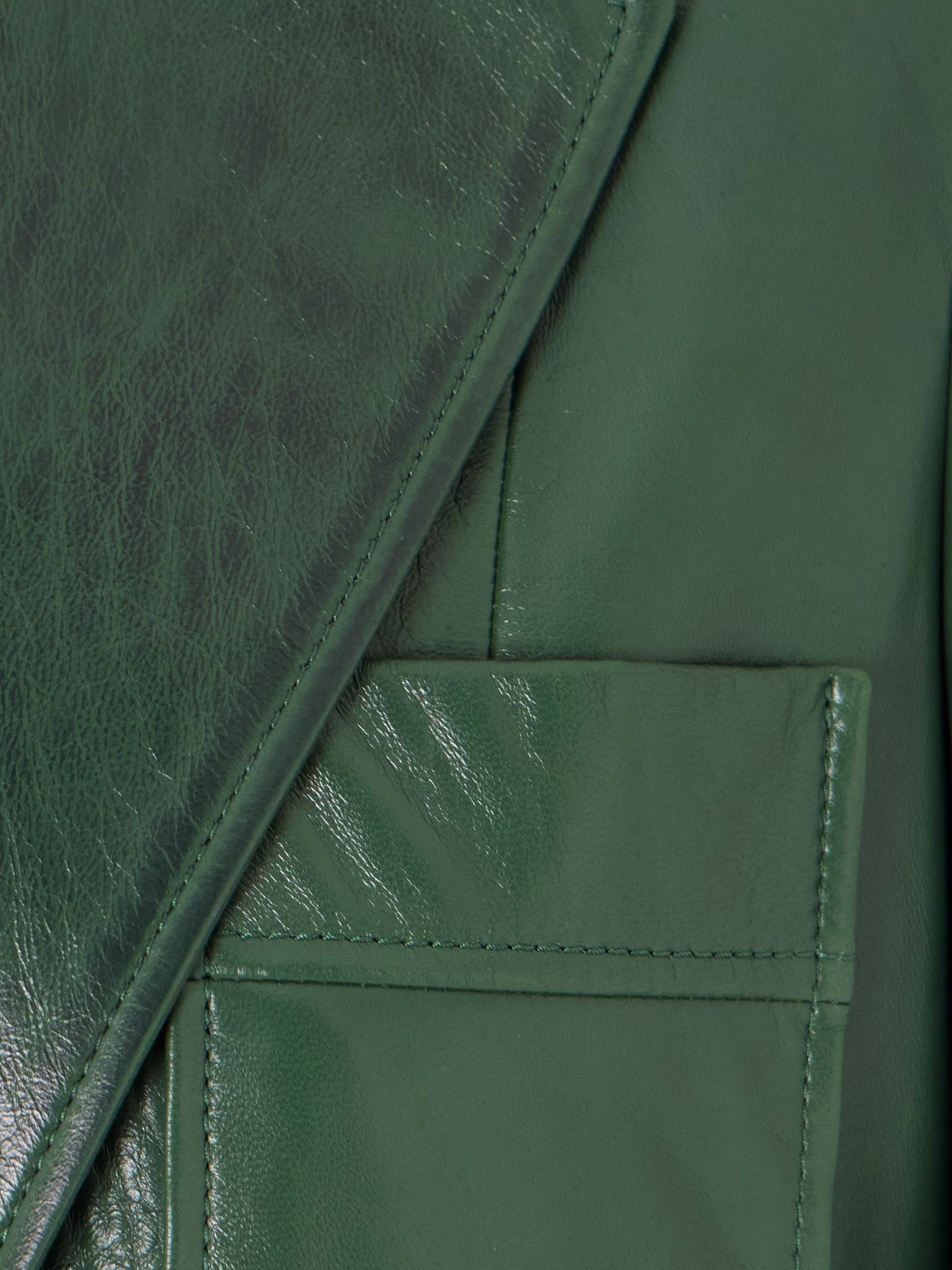 Paneled leather jacket Leaf green - 5
