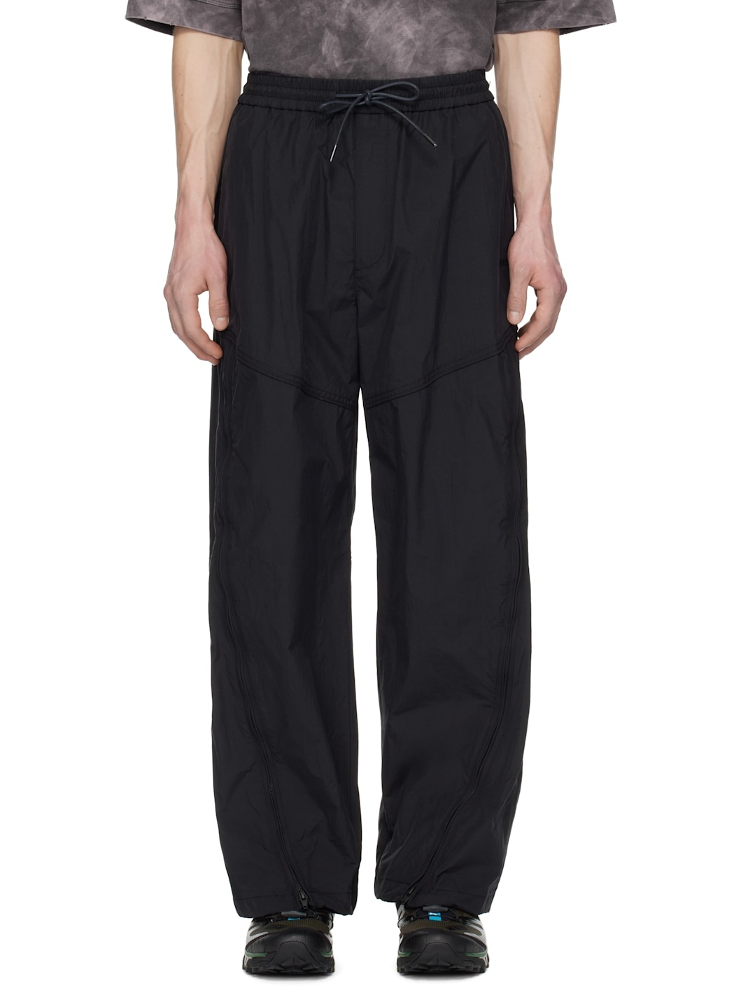 Juun. J Black Nylon Zip Trousers - 1