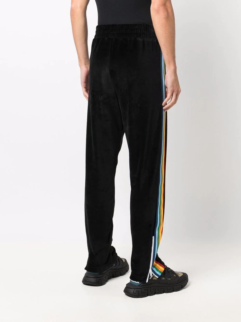 rainbow-stripe chenille track pants - 4