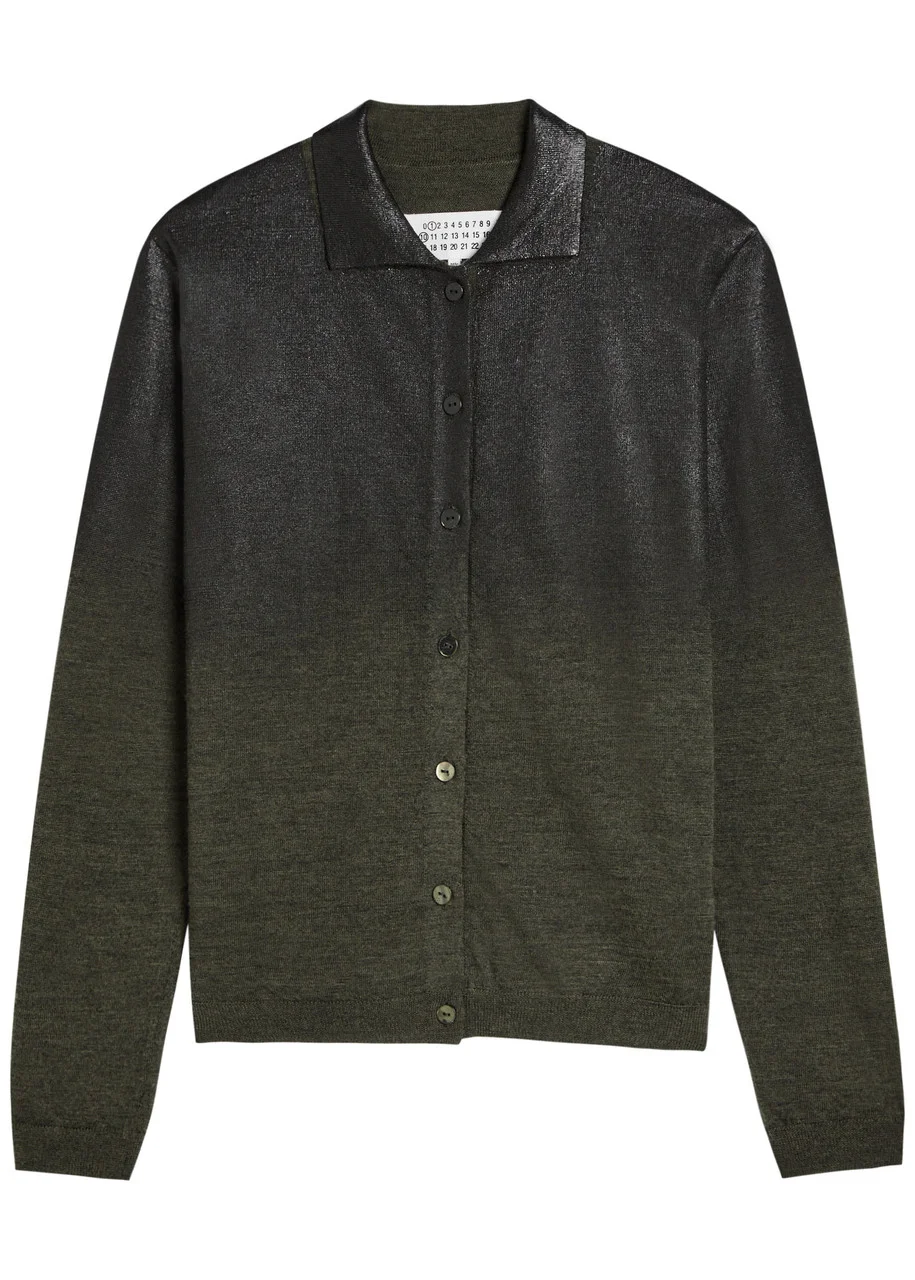 Maison Margiela Coated Wool-blend Cardigan - 1