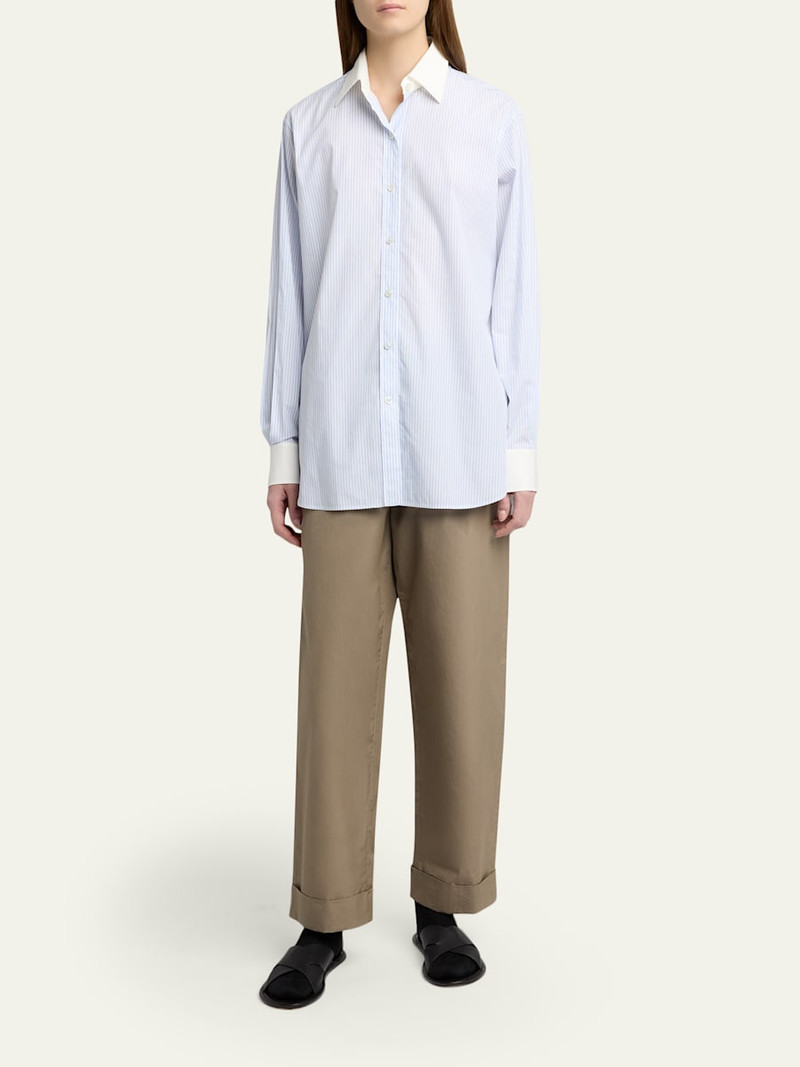 The Row Hilbert Striped Button-Down Tunic Shirt outlook