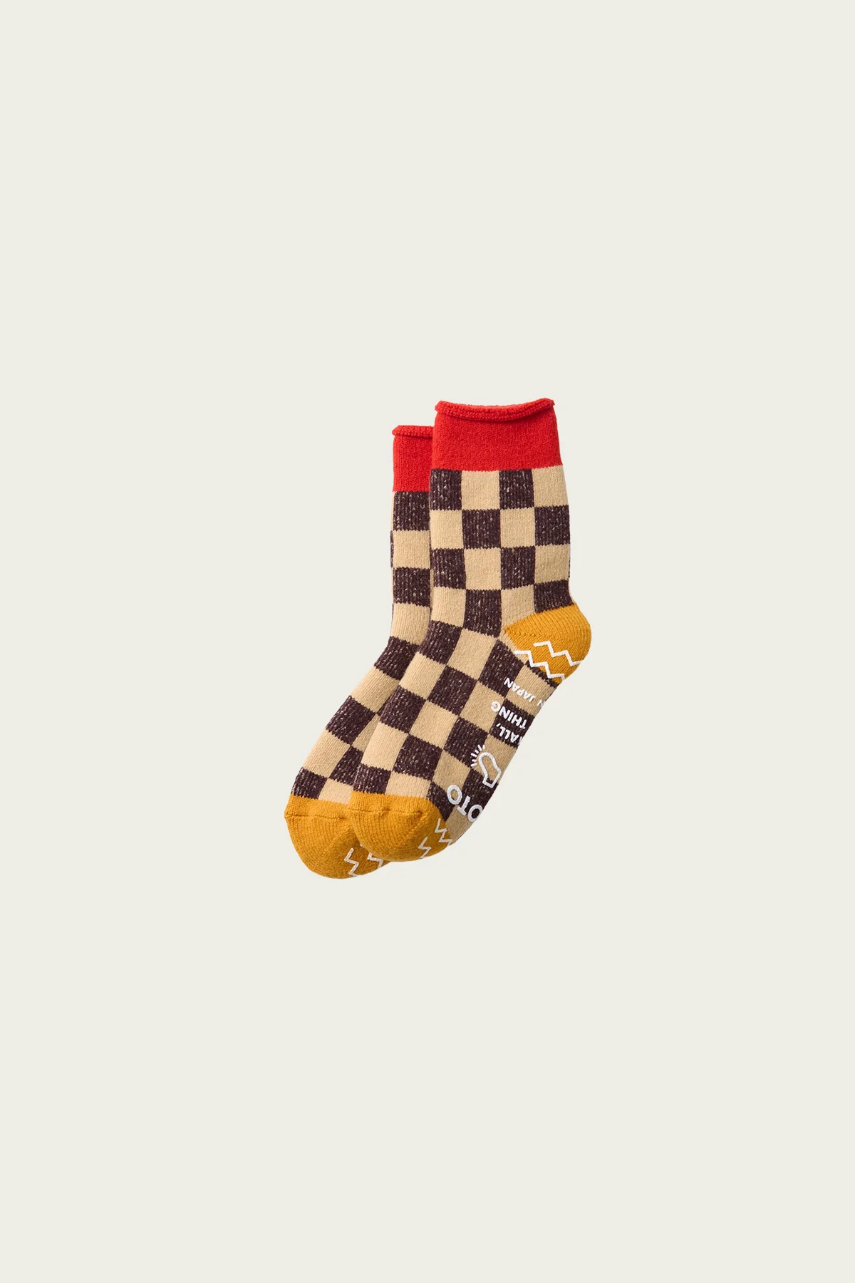 Pile Room Socks "Checkerboard" - Red / Yellow - 1