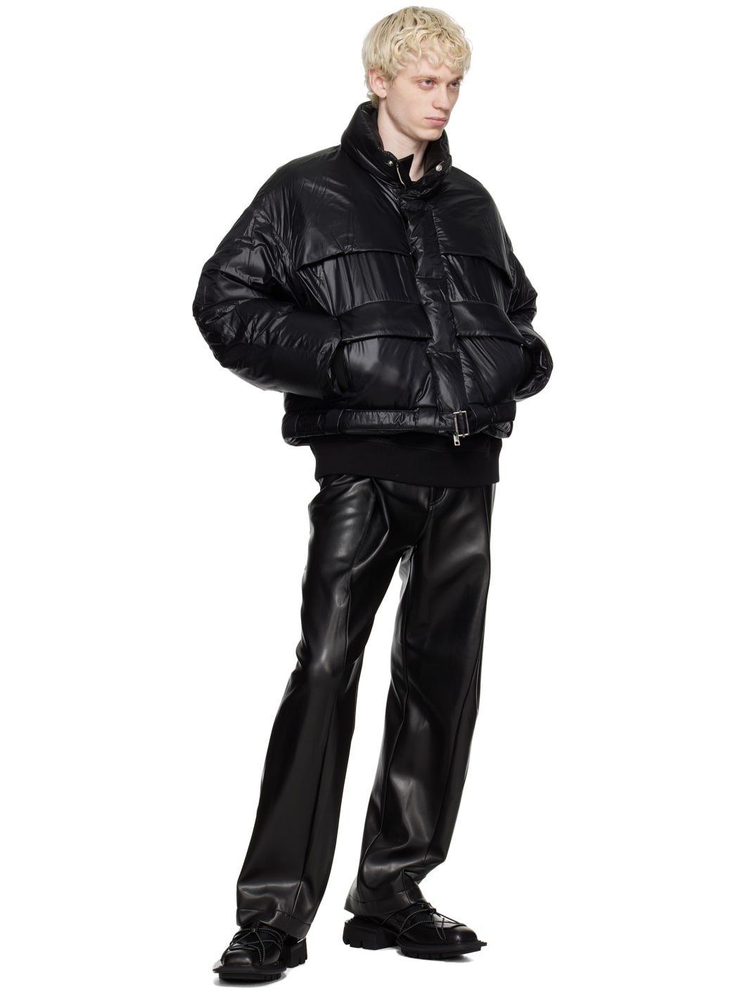 Black Belted Down Jacket - 4