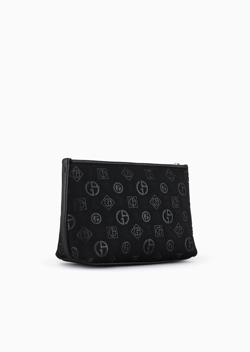 GIORGIO ARMANI Fabric washbag with all-over logo outlook