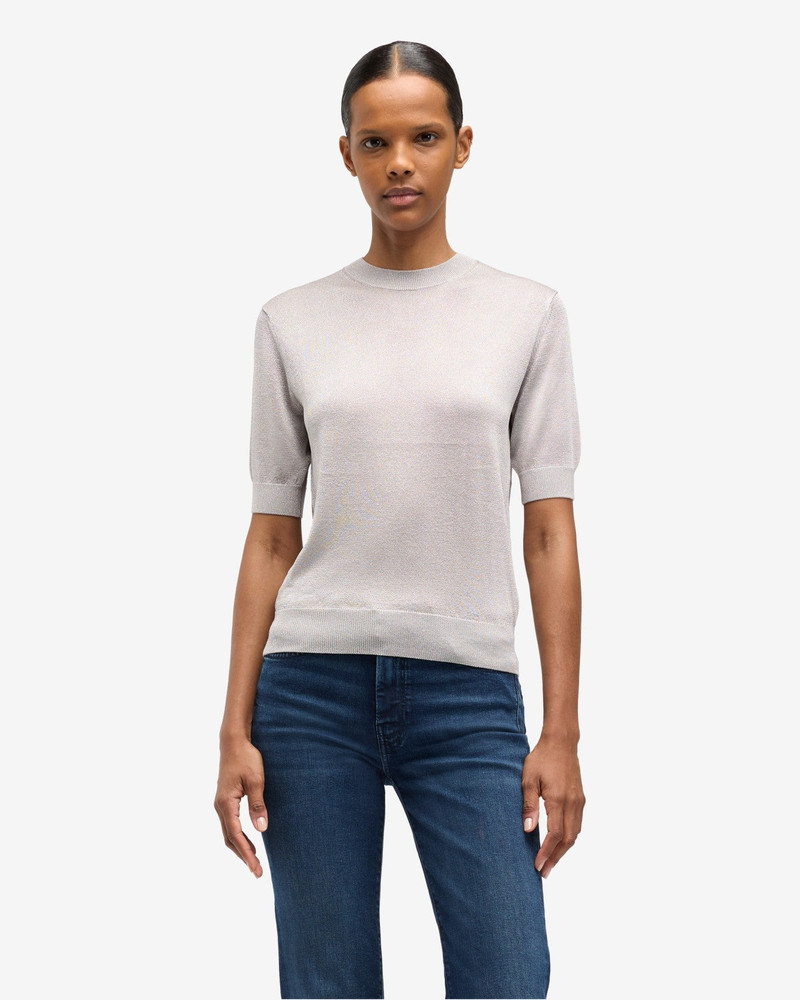 7 For All Mankind Short Sleeve Sweater in Silver Lurex outlook
