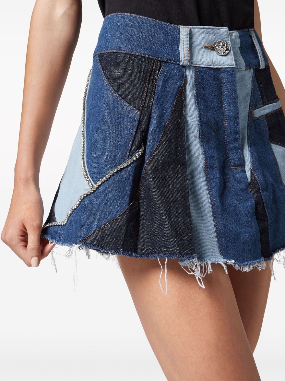 patchwork denim mini skirt - 5